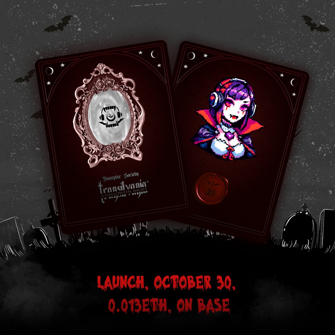 On October 30th at 11 AM (EST). 

Get ready for the exclusive NFT drop! 🎃✨

Each piece blends Halloween mystery with cutting-edge tech and grants you access to the Vampire Society—where history, community, and exclusivity meet. ⚔️🧛‍♂️ 

premint.xyz/vampire-societ…

#premint #NFT