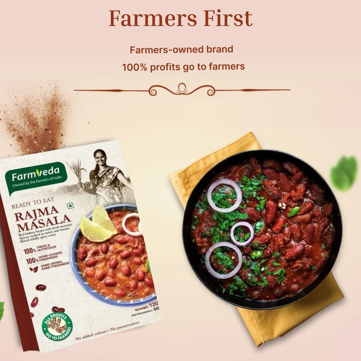Deliciously healthy, proudly farmer-owned! 🌱 Every bite of Farmveda’s Ready-to-Eat Rajma Masala supports farmers across India. Taste the authenticity, feel the difference. ❤️ #FarmersFirst

#Farmveda #FarmersOfIndia #RajmaMasala #SupportFarmers #HealthyEating #ReadyToEat