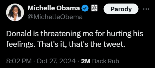 FaithRubPol's tweet photo. Michelle Obama SLAMS Trump 🔥 https://t.co/jj6MYRKfDZ