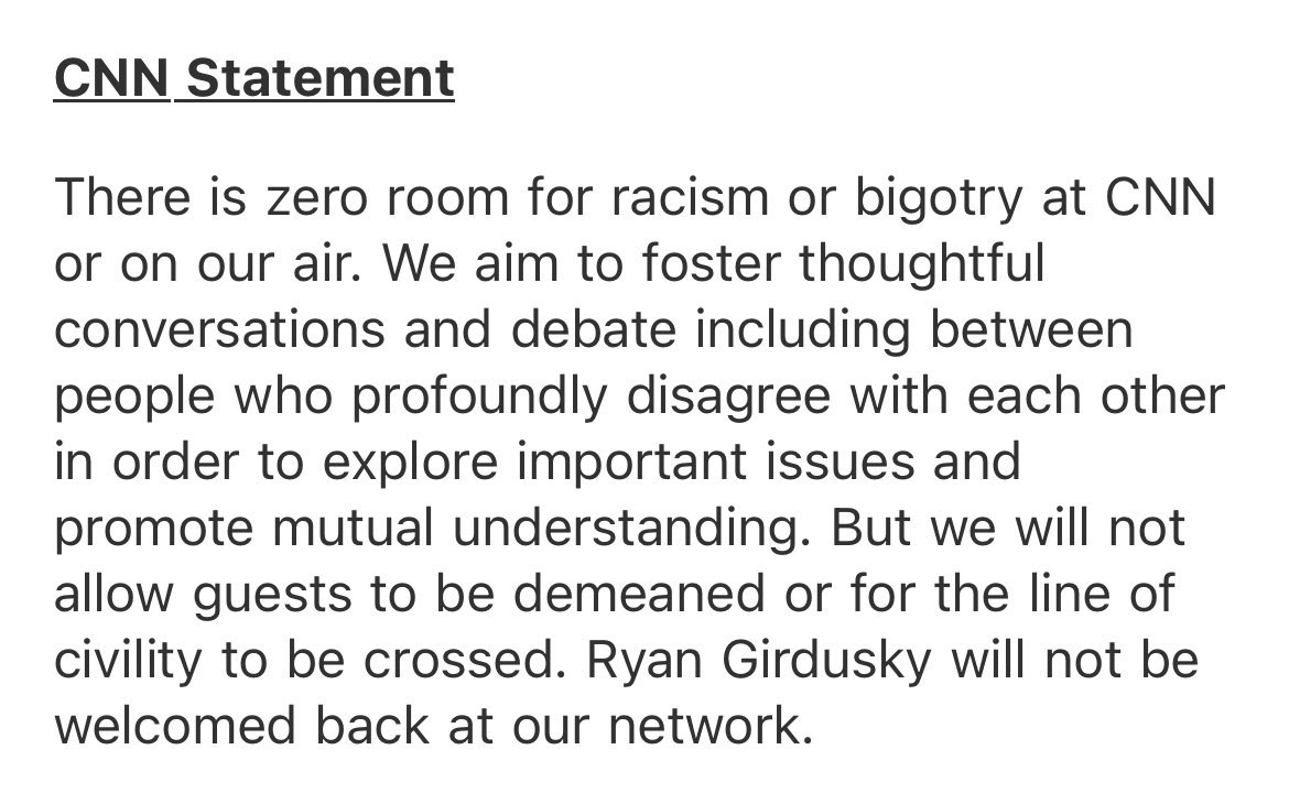 abbydphillip's tweet image. Sharing @CNN’s statement and a quick message from me about what happened on tonight’s show. 

I take this very seriously and want to again apologize to @mehdirhasan and I hope he’ll join us another time.