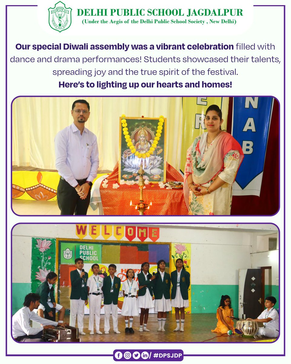 DpsJdp's tweet photo. 🌟✨ Our special Diwali assembly was a vibrant celebration filled with dance and drama performances! Students showcased their talents, spreading joy and the true spirit of the festival. Here’s to lighting up our hearts and homes! #DiwaliCelebration #CulturalSpirit #DPSJagdalpur https://t.co/SNnecpGGmH