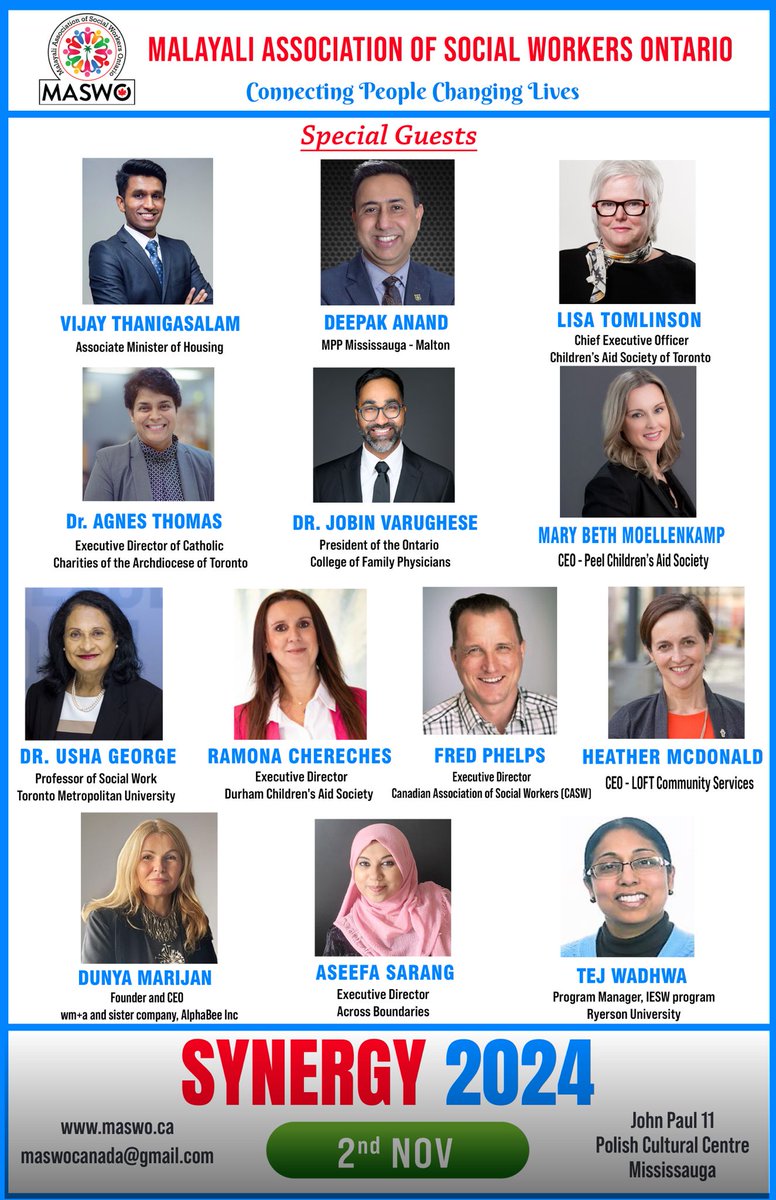 MaswoCanada's tweet photo. SYNERGY 2024 is only 5 days away to be an extraordinary event under the theme ‘Leadership: Empower, Elevate, and Excel.’ Bringing together leaders, community visionaries, and policymakers, this event is designed to inspire, connect, and celebrate the heart of social work. https://t.co/xx4wiL7Axd