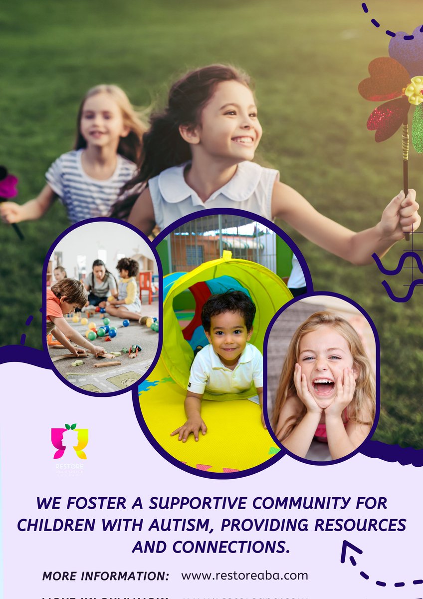 Restoreaba's tweet image. At Restore ABA, we're committed to creating a supportive community where autistic children can thrive. 

By connecting with other families, sharing experiences, and accessing valuable resources, we can empower each other on this journey.

#RestoreABA #AutismCommunity