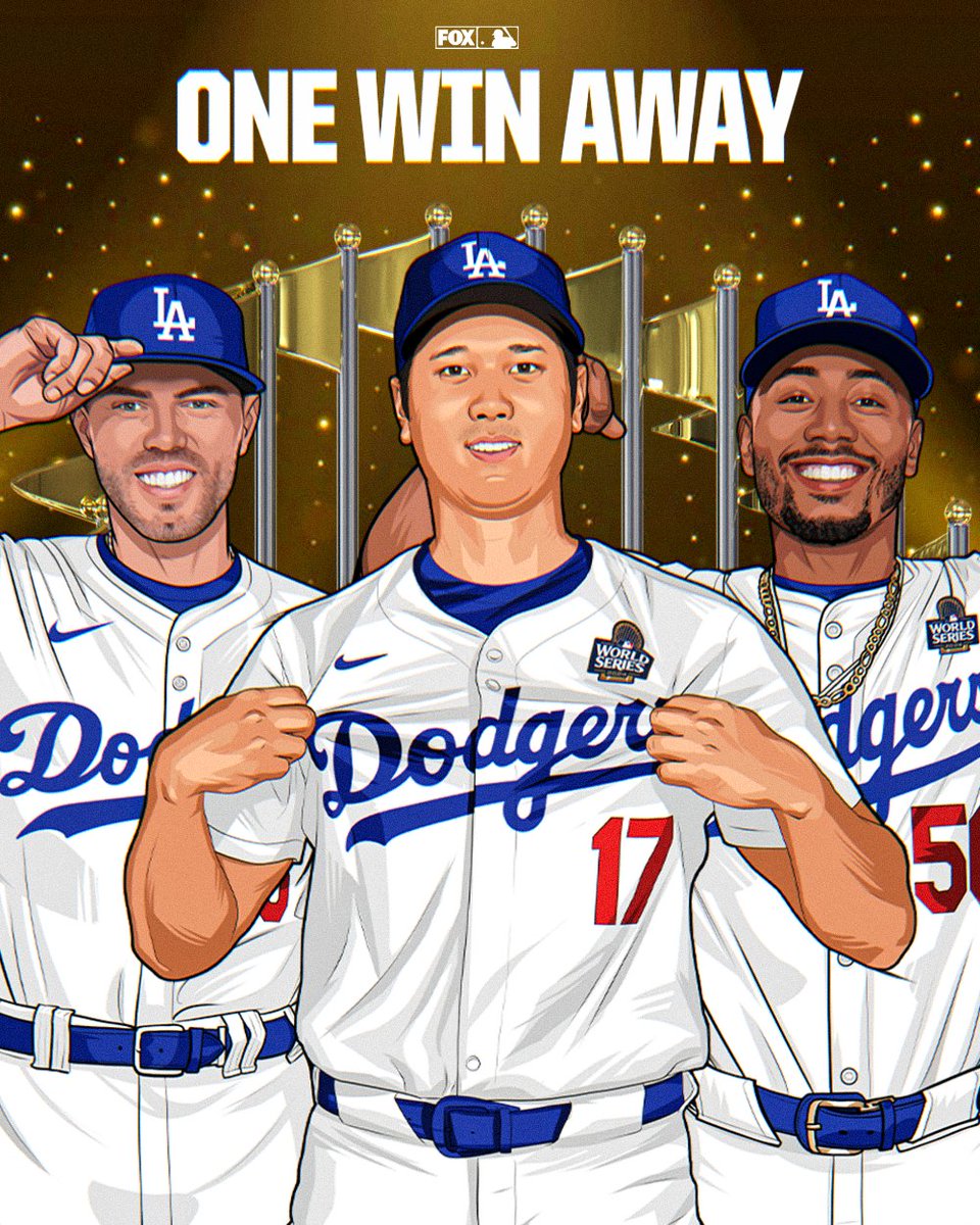 The <a href="/Dodgers/">Los Angeles Dodgers</a> are ONE WIN AWAY from winning the #WorldSeries
