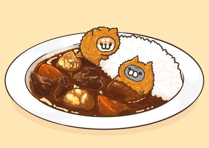 なんとなくカレーが描きたくなったので('ω')ちなみに、カレーのトッピング3つ選べるなら皆さん何にします?私は「ササミカツ」「チーズ」「ほうれん草」です。 