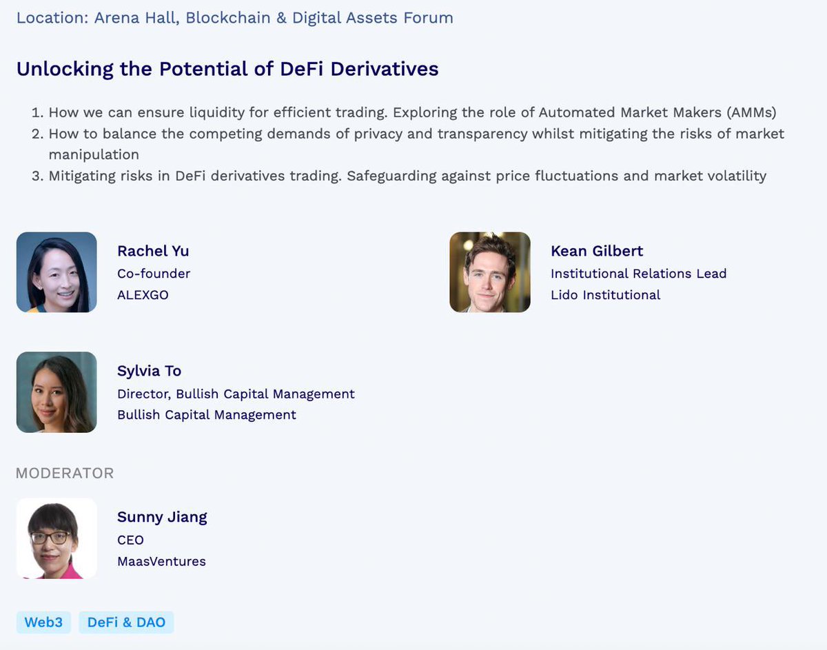 rachel_alexgo's tweet photo. Just wrapped up an insightful panel at #HKFintechWeek2024 on "Unlock the DeFi Potential" with industry leaders @sunny_maas, @sylviatoeth and Kean Gilbert from Lido foundation. Thanks so much for having us! https://t.co/fRCOUCgAf5
