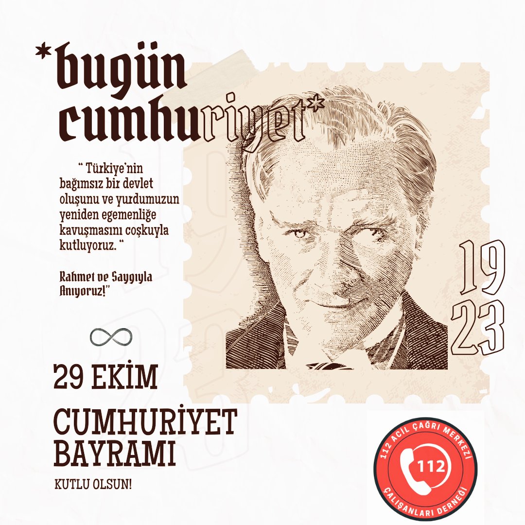 112acmder's tweet photo. *BUGÜN CUMHURİYET*

Türkiye'nin bağımsız bir devlet oluşunu ve yurdumuzun yeniden egemenliğe kavuşmasını coşkuyla kutluyoruz

29 Ekim Cumhuriyet Bayramı Kutlu Olsun! https://t.co/eSHWLPfjZ0