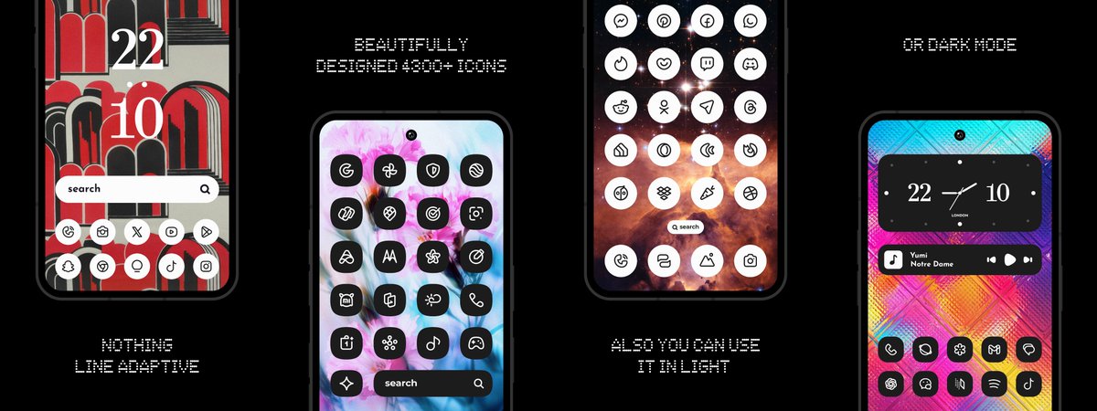 NarikDesign's tweet photo. Introducing the #Nothing Line: Adaptive Icons, now available on the Play Store🎉
For a limited time, enjoy a special introductory price and give your device a fresh look with this unique, adaptable icon set.
🎁Plus, we’re celebrating by offering a promo code to 20 lucky winners—just retweet and comment to enter🎁
Get Nothing Line here: https://t.co/lzceijS1Dj