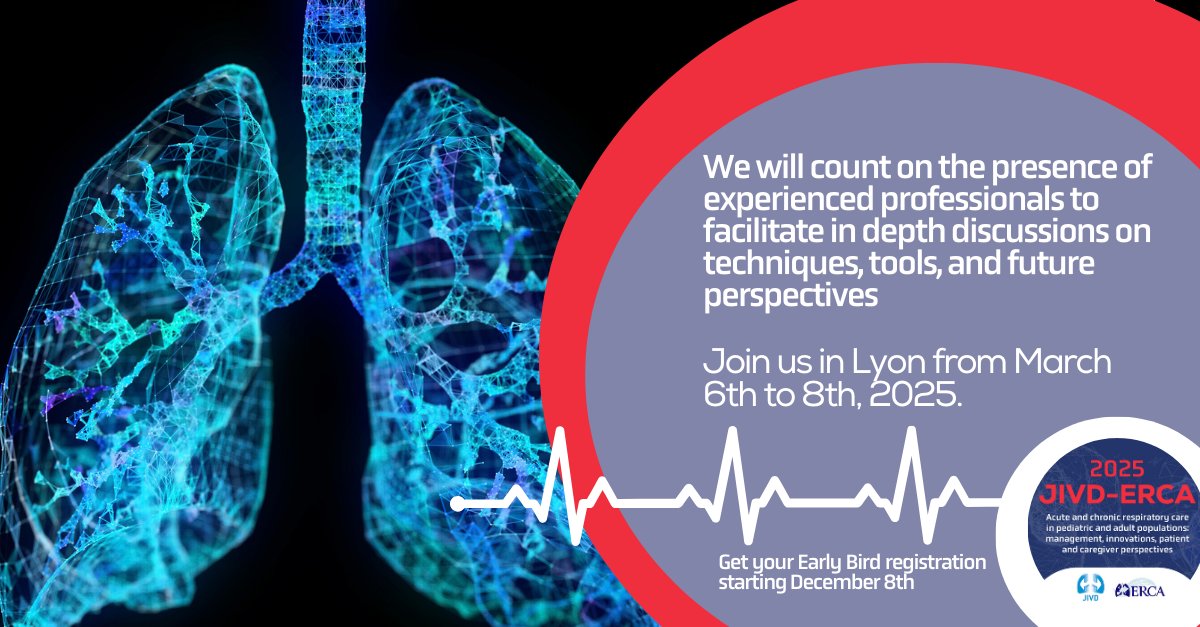 ▶️Techniques, tools and future perspectives of chronic obstructive disorders, airway clearance and pulmonary rehabilitation will be deeply discussed
📆6-8 March
📍Cité Centre de Congrès Lyon 
✍️Registration: jivd-erca2025.com/registration
👀Program: jivd-erca2025.com/maincongres
#JIVDERCA2025