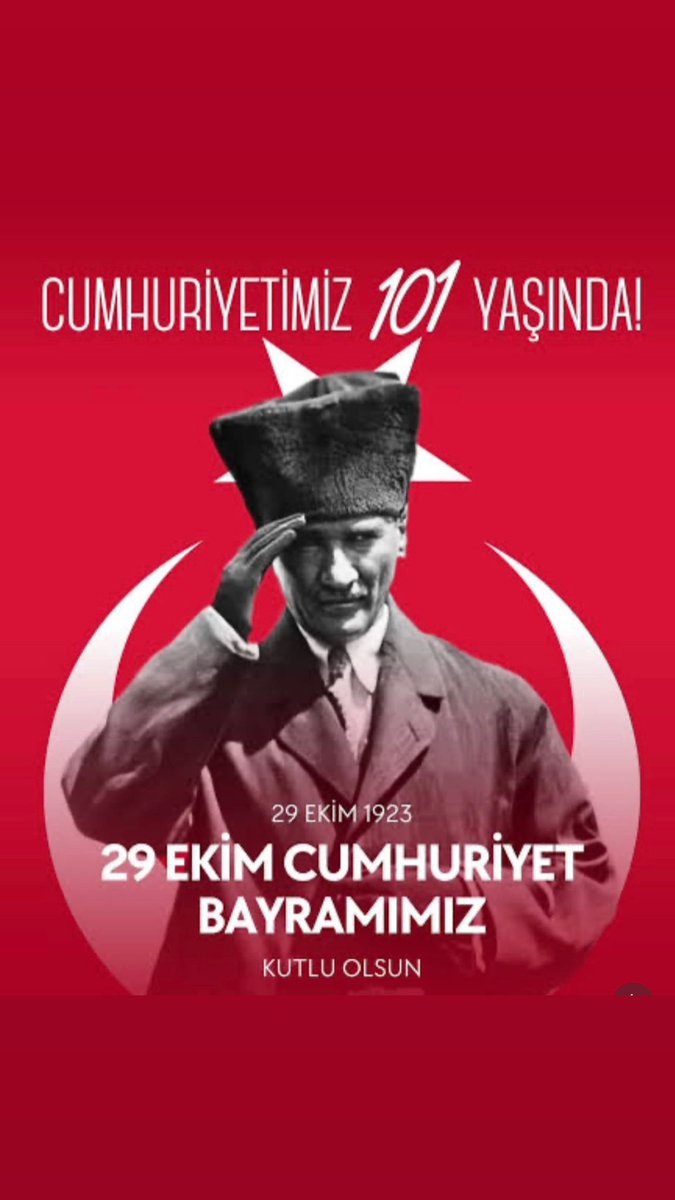 “Türkiye Cumhuriyeti ilelebet payidar kalacaktır..”🇹🇷❤️

Bugün, yarın, daima… 
“Ne Mutlu Türküm Diyene”    #OnunEseri
#29EkimCumhiyetBayramı