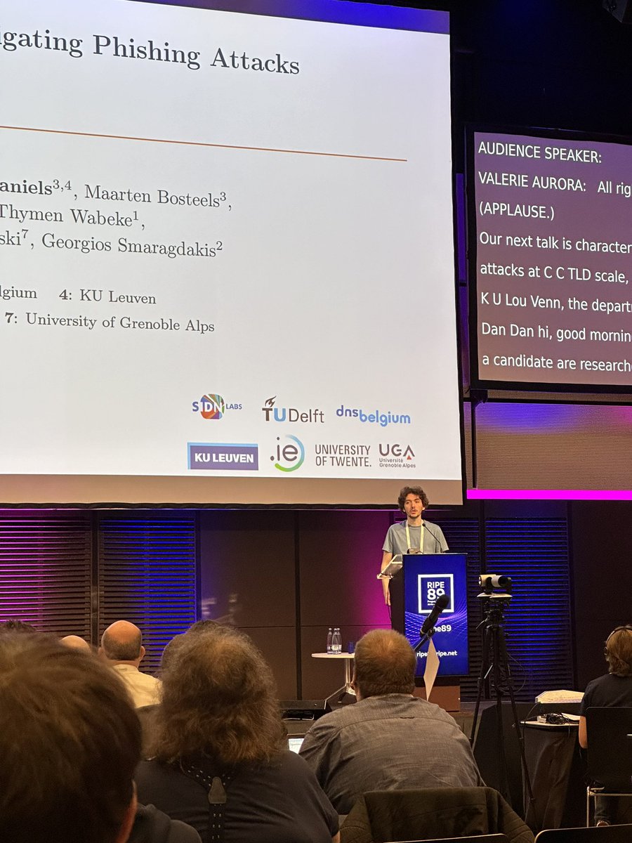 Sebastian Castro (@secastro) on Twitter photo Thomas Daniels from <a href="/DNSBelgium/">DNS Belgium</a> presents at the #RIPE89 Plenary joint work with <a href="/sidnlabs/">SIDN Labs</a> <a href="/dot_ie/">.ie</a> <a href="/GSmaragdakis/">Georgios Smaragdakis</a> on Phishing at the ccTLD level Thomas Daniels from <a href="/DNSBelgium/">DNS Belgium</a> presents at the #RIPE89 Plenary joint work with <a href="/sidnlabs/">SIDN Labs</a> <a href="/dot_ie/">.ie</a> <a href="/GSmaragdakis/">Georgios Smaragdakis</a> on Phishing at the ccTLD level