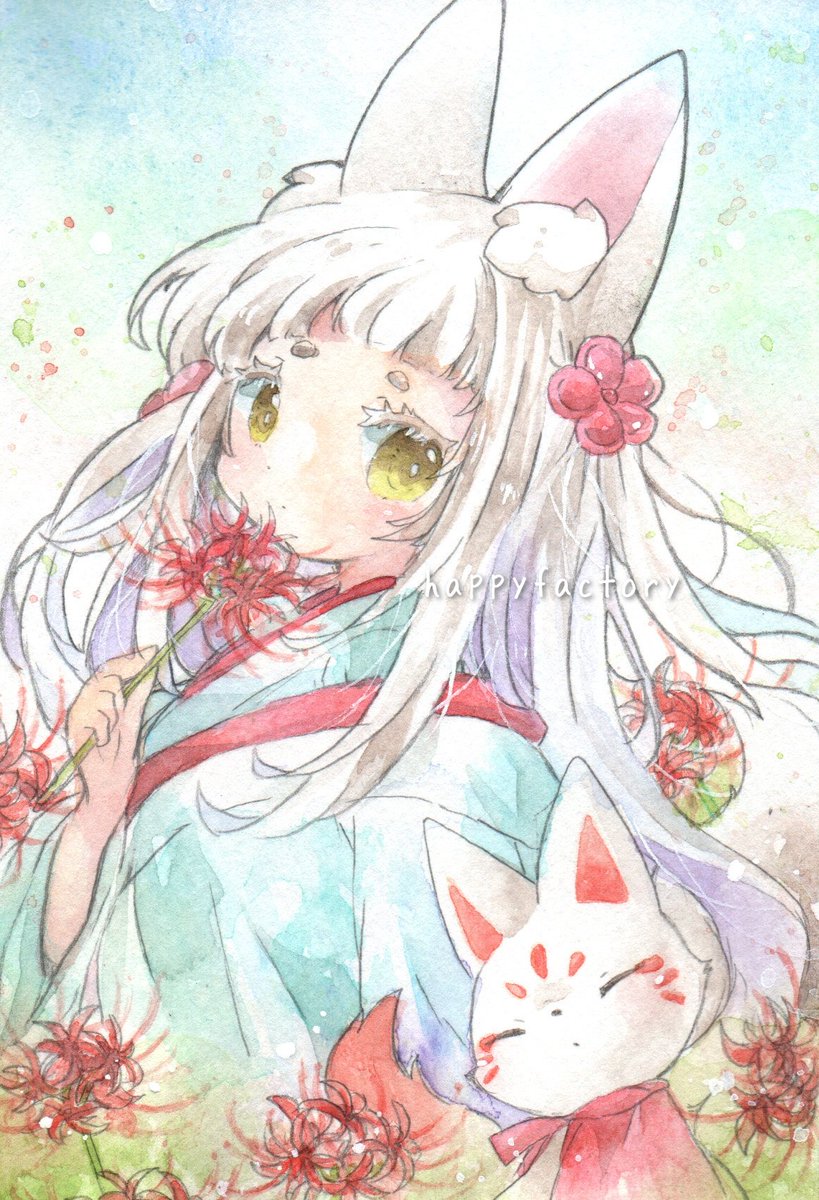 「白狐さん 」|きい(きみどり)のイラスト