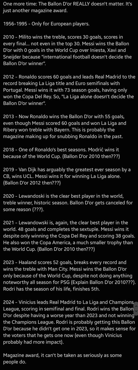 Son_of_Wilson's tweet photo. Fact stated about the Ballon D'or. 

Award decided by journalists and people voting for their friend. Football is losing respect https://t.co/mzOLXjEkG3