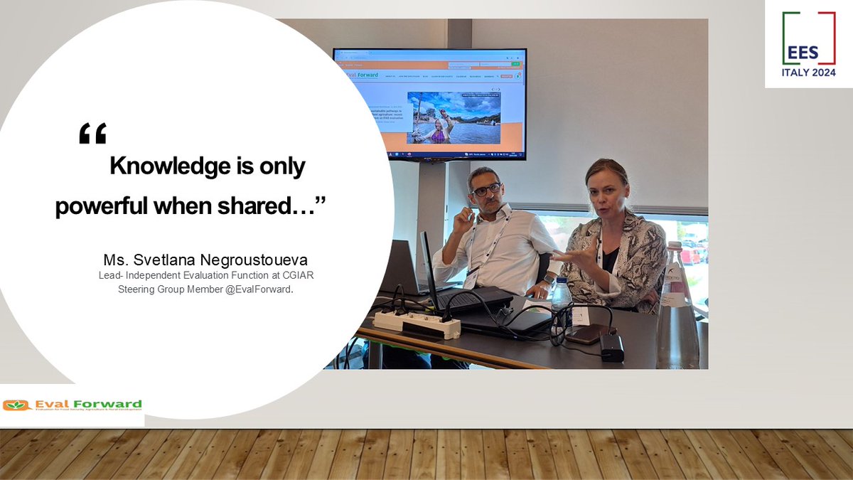 IAES_CGIAR's tweet photo. At #EES2024 last month, evaluators from Rome-based agencies, steering @Eval_Forward, reflected on key takeaways from the conference in strengthening #evaluation practice to improve learning and guide decision-making.
Key takeaways 👉 https://t.co/kAPU9YFeeR
#Eval4Action https://t.co/xfbTefLYaY