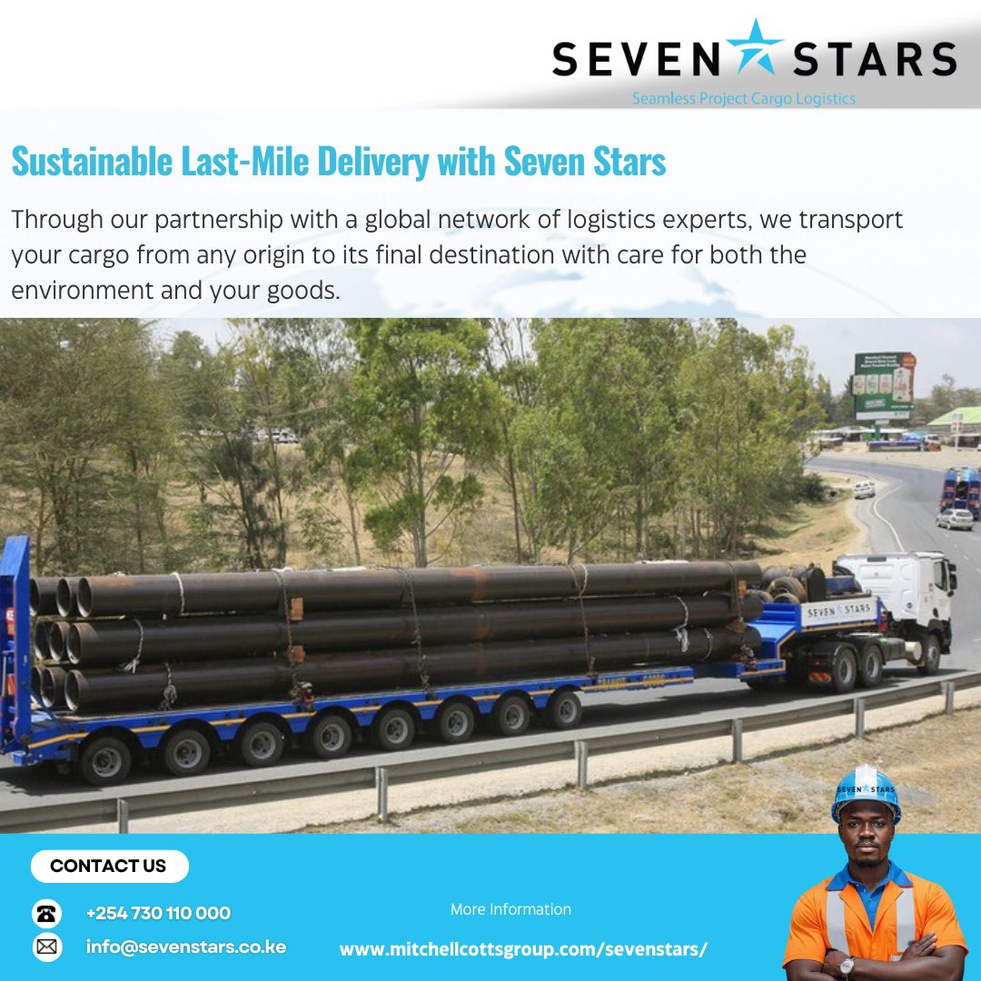 Seven Stars (@_seven_strs) on Twitter photo At #SevenStars, we are dedicated to ecofriendly #LastMile delivery. With a global logistics network, we ensure your #ProjectCargo reaches its final destination safely, #sustainably & #seamlessly
Trust us for green #LogisticsExcellence
โช๏ธ +254 730 110 000
โช๏ธ info@sevenstars.co.ke At #SevenStars, we are dedicated to ecofriendly #LastMile delivery. With a global logistics network, we ensure your #ProjectCargo reaches its final destination safely, #sustainably & #seamlessly
Trust us for green #LogisticsExcellence
โช๏ธ +254 730 110 000
โช๏ธ info@sevenstars.co.ke