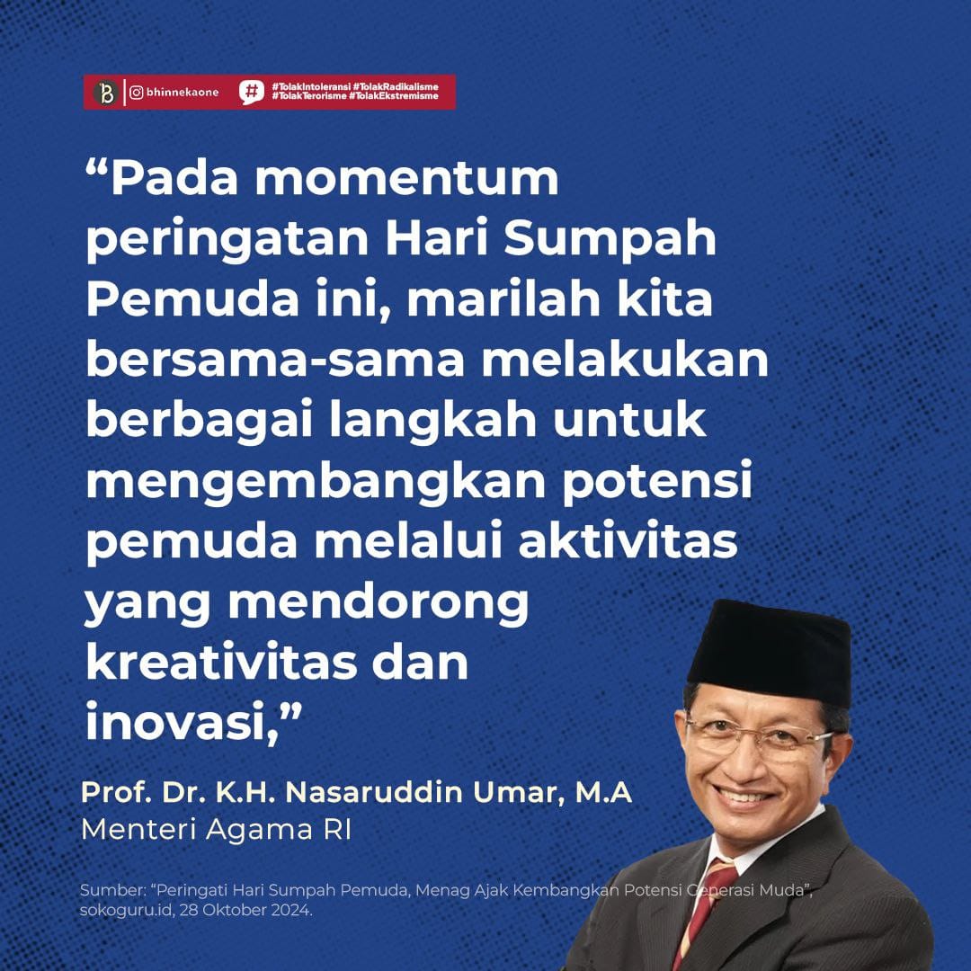 Hal ini dikarenakan krn generasi muda memiliki fisik yg kuat, pengetahuan yg baru, inovatif dan juga memiliki tingkat kreatifitas yg tinggi. Tanpa adanya peran pemuda sebuah bangsa akan sulit mengalami perubahan.

Kementerian Agama membuka kesempatan seluas2nya kpd generasi muda