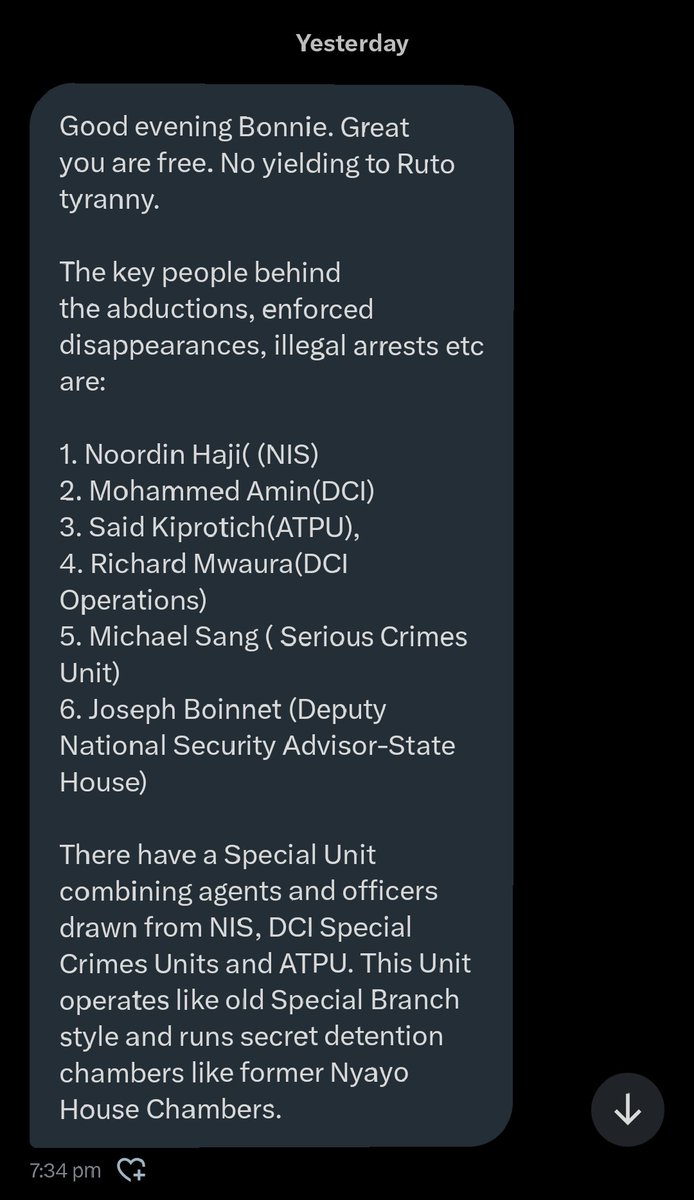 bonifacemwangi's tweet image. The key people behind the abductions, enforced disappearances, illegal arrests, etc. are:

1. Noordin Haji (National Intelligence Service)
2. Mohammed Amin (Directorate of Criminal Investigations) 
3. Said Kiprotich (Anti-Terrorism Police Unit)
4. Richard Mwaura (DCI Operations)…