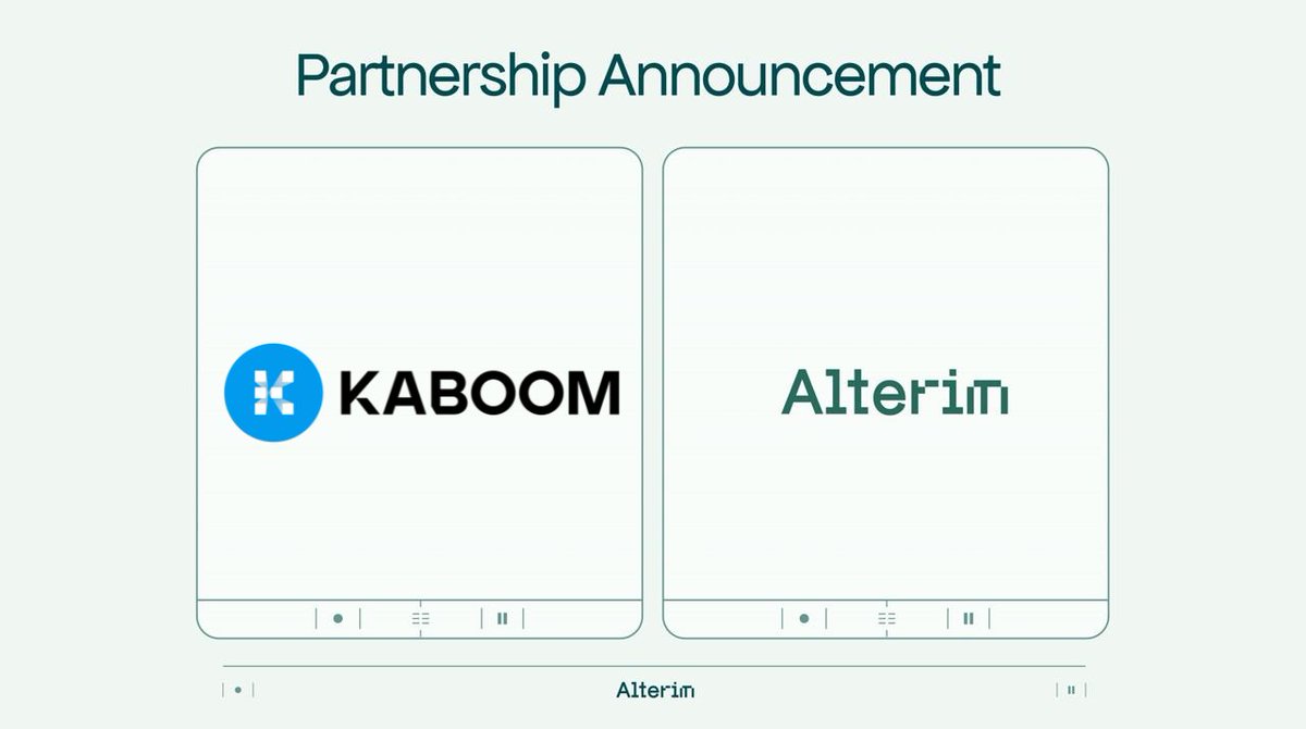 🍀 COLLABORATION ANNOUNCEMENT ⚡️

<a href="/Alterim_ai/">Alterim</a>  🤝  <a href="/Kaboom_hi/">Kaboom</a>

We are excited to announce our #Partnership with #Kaboom , a party where every one can Play, Earn, and Trade effortlessly!

🧵 👇