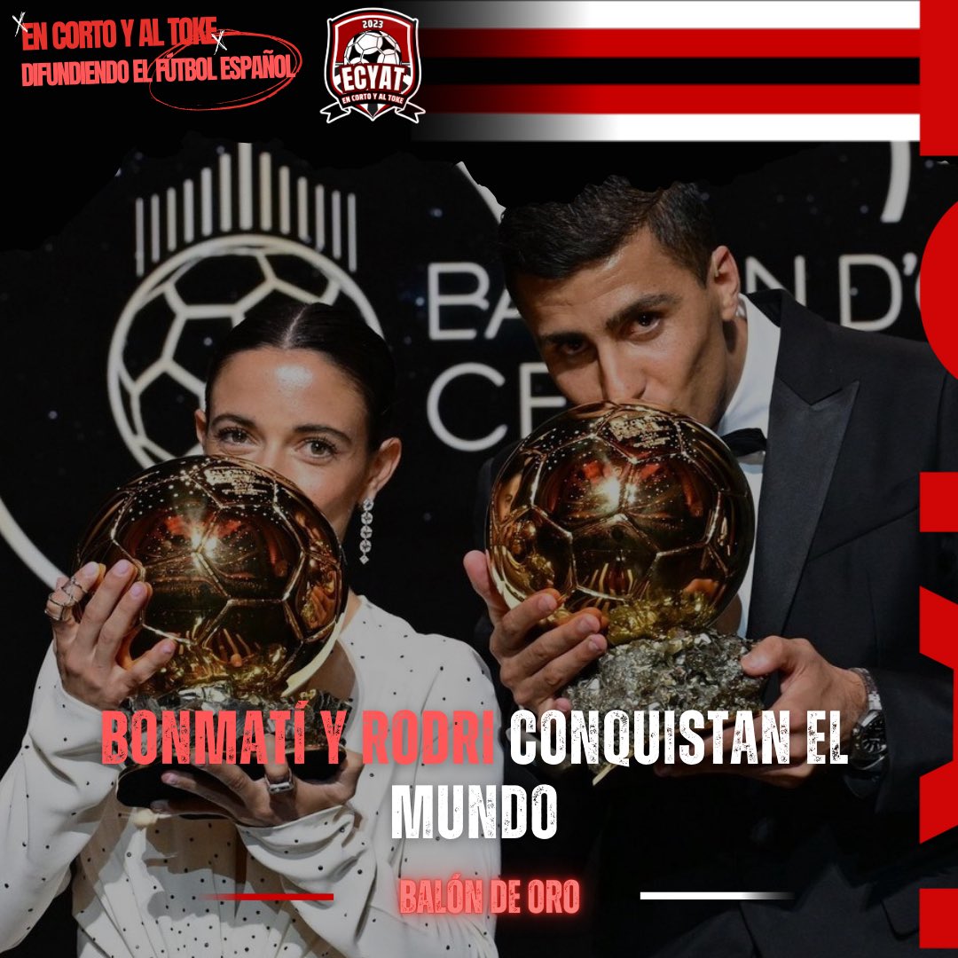 encortoyaltoke's tweet photo. 🏆 ESPAÑA CONQUISTA EL MUNDO

⚽️ Aitana Bonmatí y Rodrigo Hernández, elegidos los mejores futbolistas 2024

👏🏼 ¡Enhorabuena campeones! https://t.co/T4lpXY3VPP