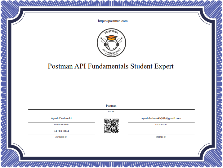 everywhereayush's tweet photo. π Thrilled to be a certified Postman API Fundamentals Student Expert! π Unlocking the power of APIs to build smarter, efficient apps. Big thanks to @ialimustufa and the amazing #PostmanStudent community!
@getpostman x @girlscriptsoc #API #Coding #Developer #StudentExpert https://t.co/ThKTAdzAil
