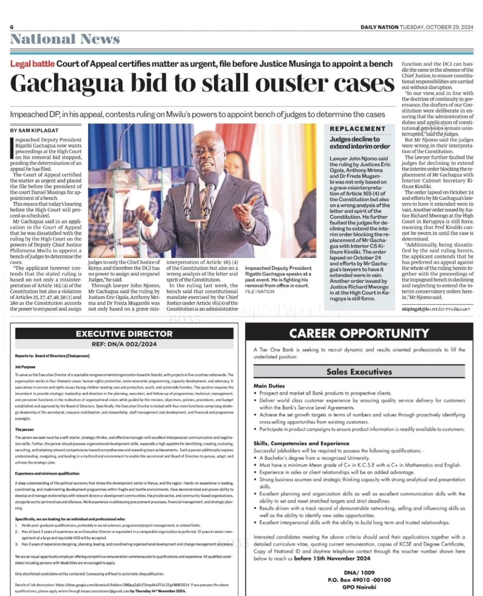 NyagaraVincent's tweet photo. The Focus is on The Court of appeal today following DP Rigathi Gachagua's appeal hearing.

Peter Salasya,Ndindi Nyoro,Babu Owino and Edwin Sifuna 

Must be protected by the People.

I regret having Voted Raila Odinga.

Farouk Kibet must #FreeAoko .

I think it's time #RutoMustGo https://t.co/1QAYh6pu1d