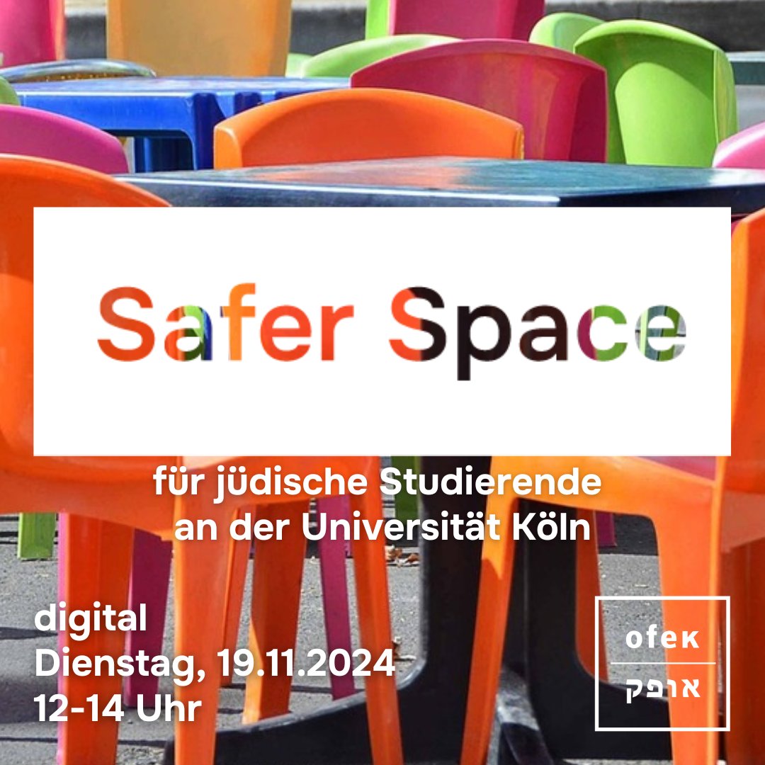 ofek_beratung's tweet photo. #SaferSpace mit OFEK e.V. für jüdische Studierende an der @UniCologne
Wann? Dienstag, 19.11, 12-14 Uhr
Wo? digital, den Zugangslink erhältst Du nach Anmeldung bis Montagvormittag, 18.11, unter: saferspaces@ofek-beratung.de

#OFEKBeratung #UniKöln #GegenJedenAntisemitismus
🧵 https://t.co/QBQ1aw618X