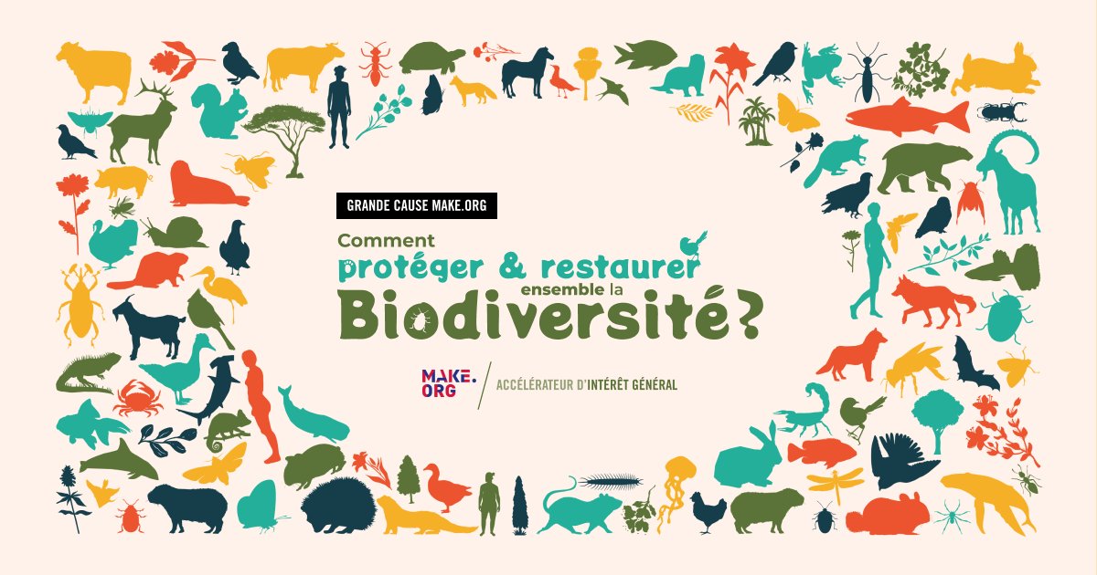Make_org's tweet photo. 📢 Aujourd'hui, @Make_org, l’@OFBiodiversite et les 30+ partenaires de la Grande Cause #AgirpourlaBiodiversité ont le plaisir de vous présenter les résultats de la consultation citoyenne "Comment protéger et restaurer ensemble la #biodiversité ?” chez #AXAClimate. https://t.co/Bi1IZvcdVW