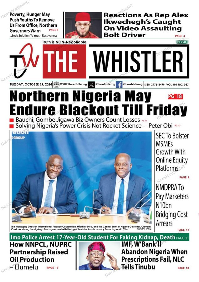 standard_ngr's tweet photo. 5. The Guardian
- Electricity crisis hits Niger, others as FG deploys military to protect assets
6. The Whistler
- Reactions as Rep Alex Ikwechegh caught on video assaulting Bolt driver
Tags: #GenesisInCanada I #opay I #FestivalOfProsperity I #AfconsInfrastructure I #Macron I https://t.co/eP2YUSr7LL