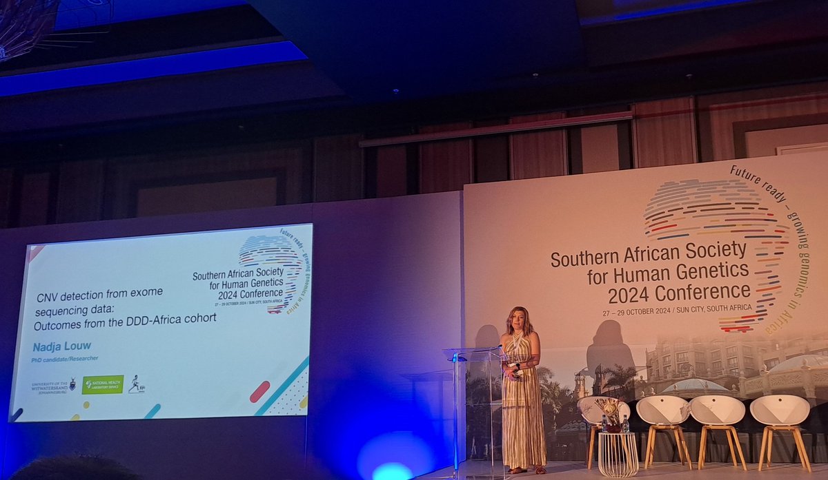 SAHumanGenetics's tweet image. Last day of #SASHGconference2024 kicked off with session 7 - Pathways to Accessible Genomics. Talks from Megan Duvenhage, Nadja Louw, Saara Adam and Kholiwe Ntaita

#SASHG2024 #SUNCITY