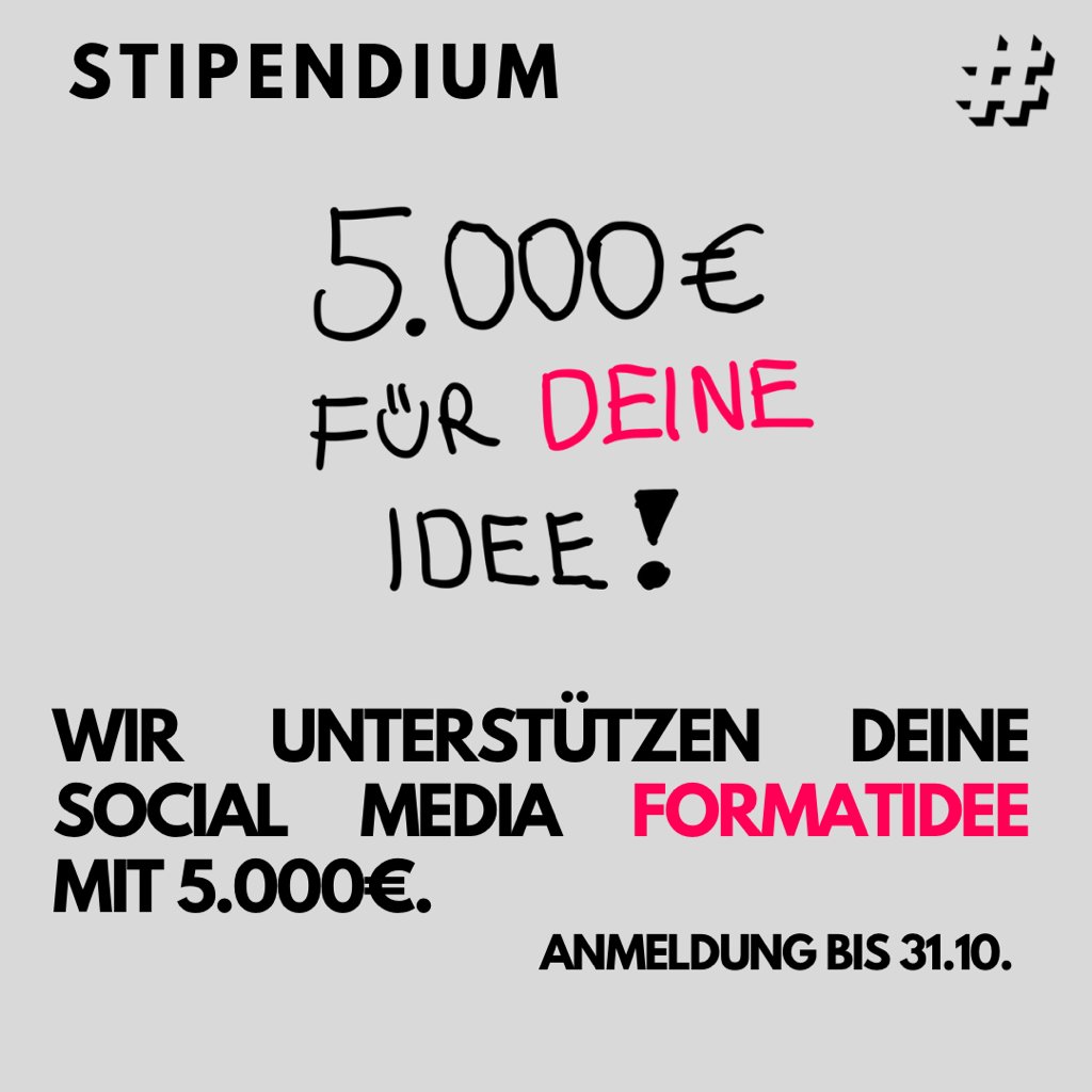 Bis 31. Oktober könnt ihr euer digitales journalistisches Format für das #HashtagStipendium2024 einreichen! Wir unterstützen die beste Idee mit 5.000 Euro und setzen sie gemeinsam um. 
Alles Infos: shorturl.at/lkSwW