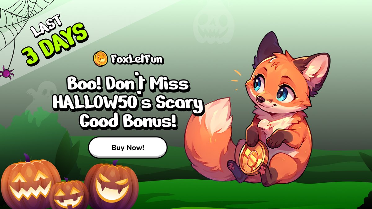 foxletfun's tweet photo. Boo! Don’t miss out—use **HALLOW50** for a spooky 50% bonus on all your purchases! 🦊

➡️https://t.co/noVzt1YPmR

#ScaryGoodBonus #HALLOW50 #FoxLetFun #HalloweenDeal #Halloween #halloween2024 #HongKong #BTC #Crypto #DonaldTrump https://t.co/lg2jr8ol8T