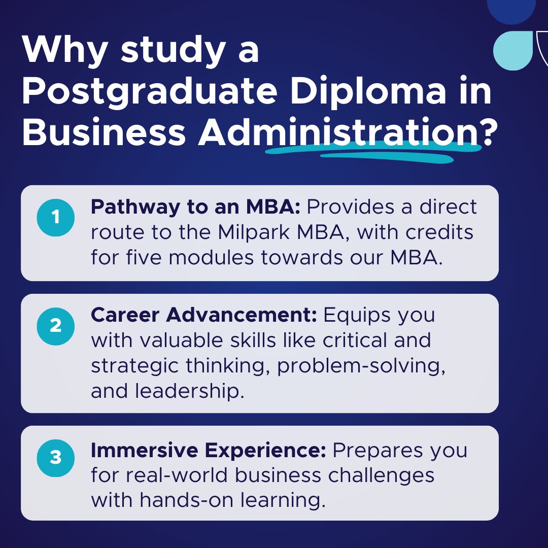 MilparkEd's tweet image. On your way to an MBA? Milpark’s dynamic PGDip in Business Administration (PGDBA) is your first step!​

Apply for our 2025 intake:pulse.ly/oqksmru52q

​
#MilparkEducation #PGDBA #MBAJourney #CareerAdvancement#Milparkbusinessschool #Businessadministration