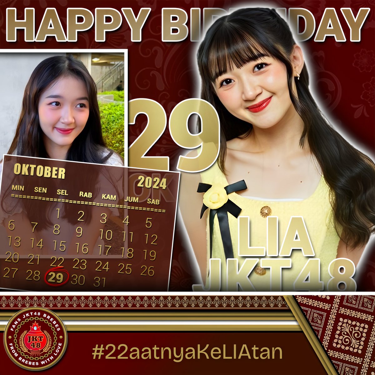 Selamat ulang tahun <a href="/AU_LiaJKT48/">Aurellia</a>, Terima kasih sudah selalu menghibur kita dengan senyum manismu. Semoga dirimu selalu bahagia dan semakin sukses ya 🥳

#22aatnyaKeLIAtan
#48brebessalawase