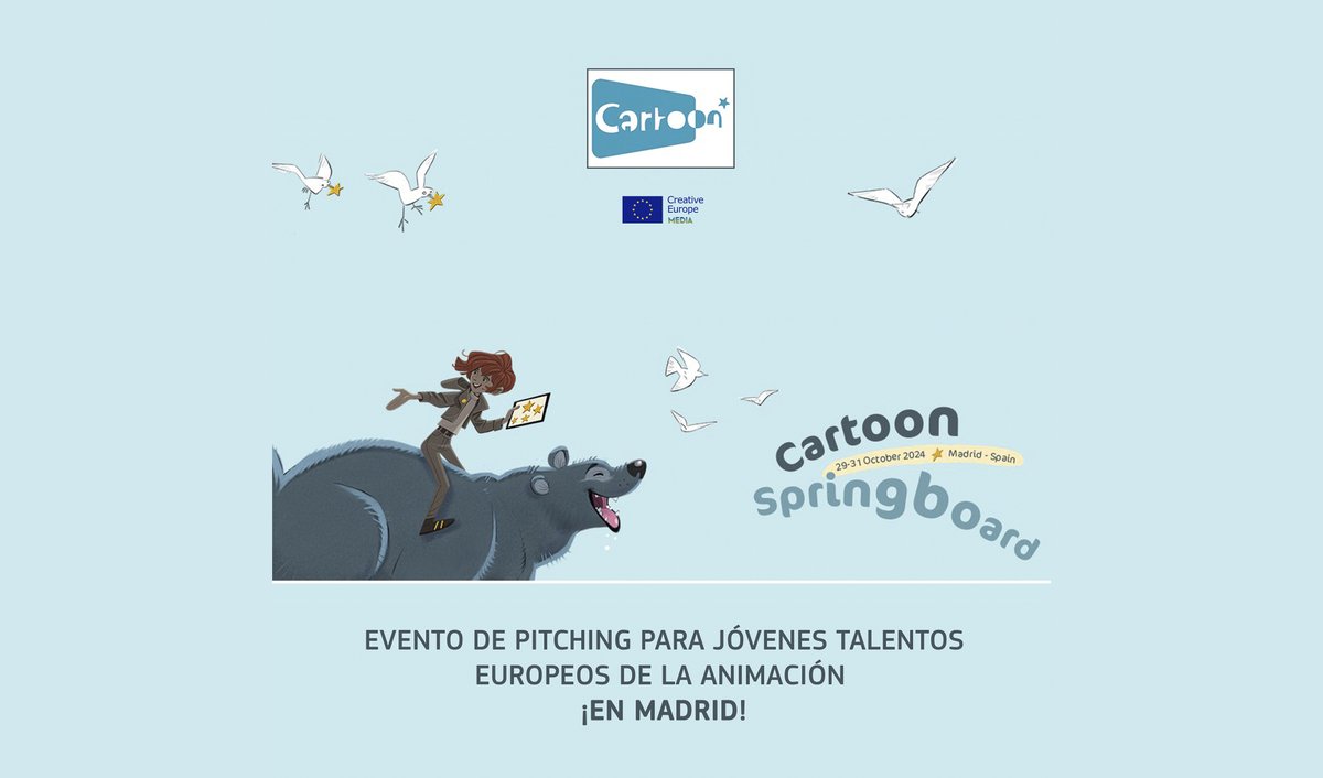 OficinaMEDIAEs's tweet photo. Hoy asistimos a #CartoonSpringboard de #CARTOON en #Madrid.
Evento con apoyo de #EuropaCreativaMEDIA 🇪🇺 dedicado a pitching para talentos emergentes de la #animación presentando su primer proyecto. https://t.co/nw1JFE8sSh