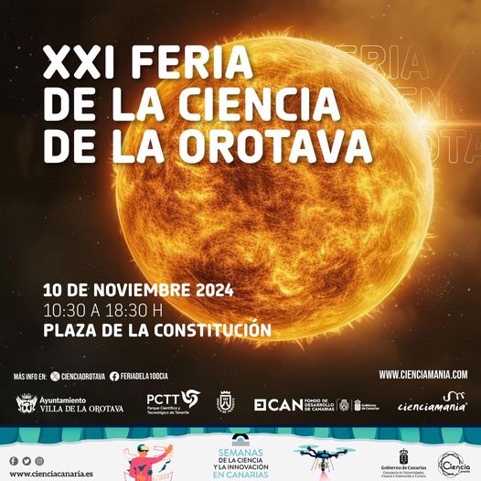 agenciaiisi's tweet photo. ✨🔬Feria de la Ciencia de La Orotava #SCIC24
📆 10 de noviembre, de 10.30h a 18h
📍 Plaza de la Constitución de La Orotava, 𝐓𝐞𝐧𝐞𝐫𝐢𝐟𝐞
💺 Presencial, para público general.
👥 @cienciamania @LaOrotava @PCTTenerife @CUCIC_GobCan #ACIISI https://t.co/VRlG3vaawe https://t.co/IwBqKrtZeo
