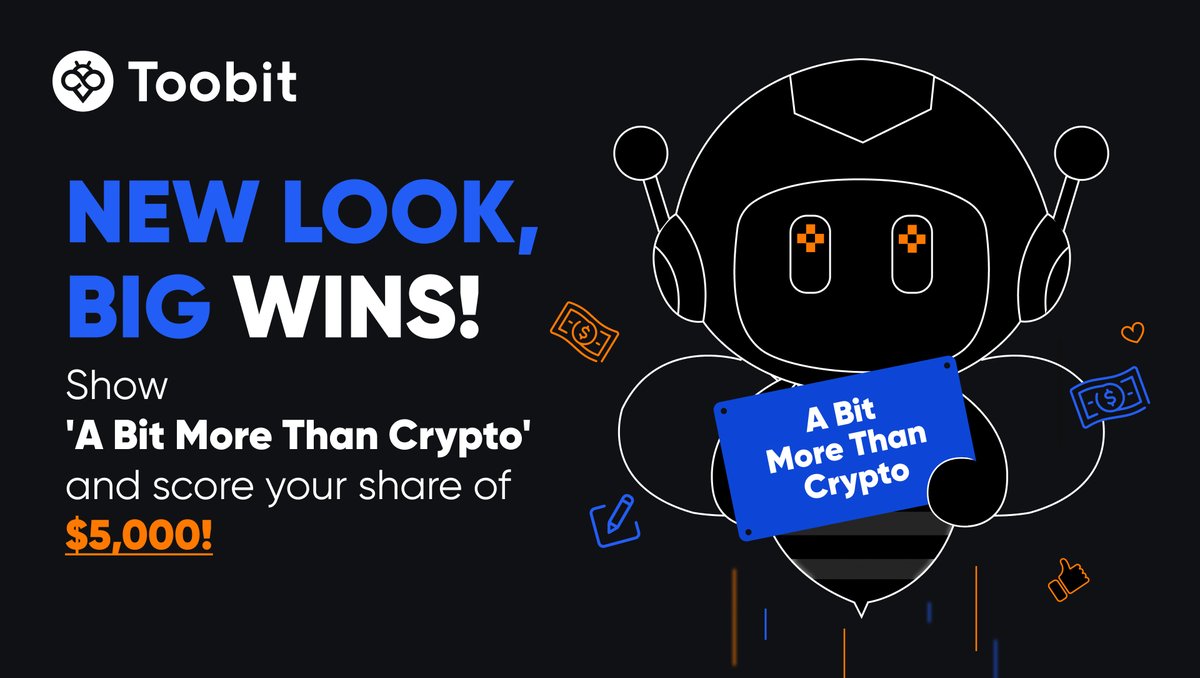 🚨 Unveil the new #Toobit with us and win BIG! 🚨
Want a chance to share in the $5,000 prize pool? Here’s how:

✅ Write "A Bit More Than Crypto" on a piece of paper.
✅ Snap a pic holding it and retweet this post with your photo.

You’re all set! Head over to our new desktop