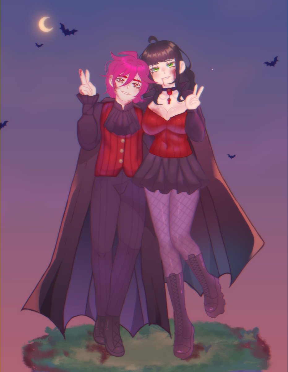 TitaniaSfw's tweet photo. Hoy subo algo del año pasado, Aiden y Amatista como vampiros, esta pareja viene a chuparles toda la sangre 👀 

#halloween2024 #Halloween #vampiregirl #Vampireboy #originalcharacterart #OC #vampiro #Dracula #shipping #Cuteboy #Cutegirl #Artdigital #DigitalArt https://t.co/Dbc8MBSxb9