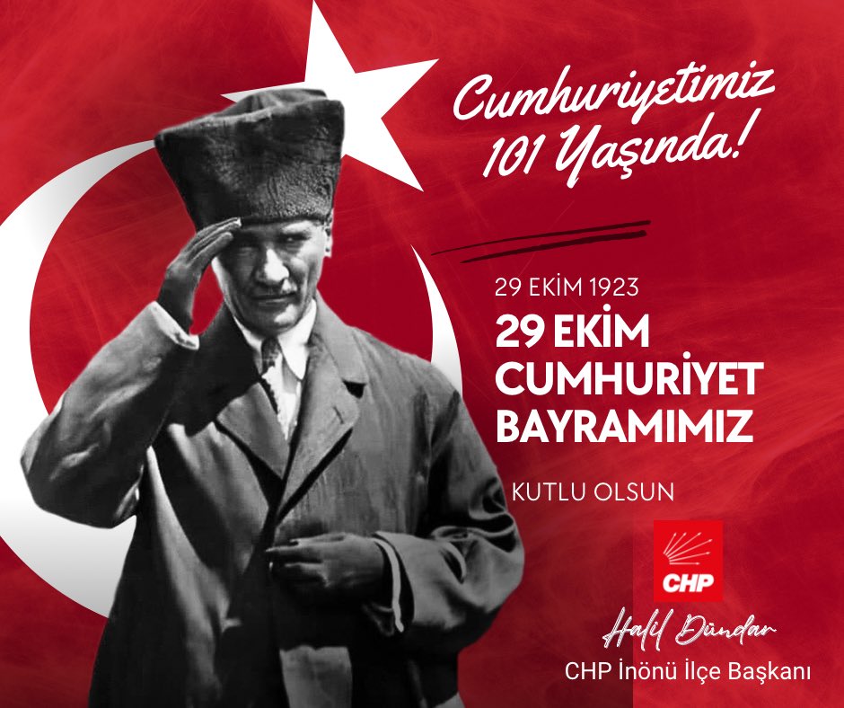 Cumhuriyetimizin 101. yılı kutlu olsun! Her daim özgür, her daim bağımsız bir Türkiye için…

🇹🇷Yaşasın Cumhuriyet!