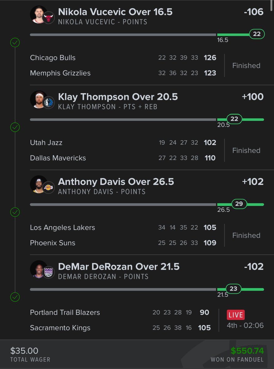 BrknBallsSports's tweet photo. BANG 🎯🎯 Our parlay giveaway play hit tonight 🔥🔥

@ClashQuester congrats on winning the giveaway! $550 coming your way 💰

This was parlay built using our parlay builder, check it out here: https://t.co/AgO2WVLRIZ https://t.co/Jg1SQJvyNx