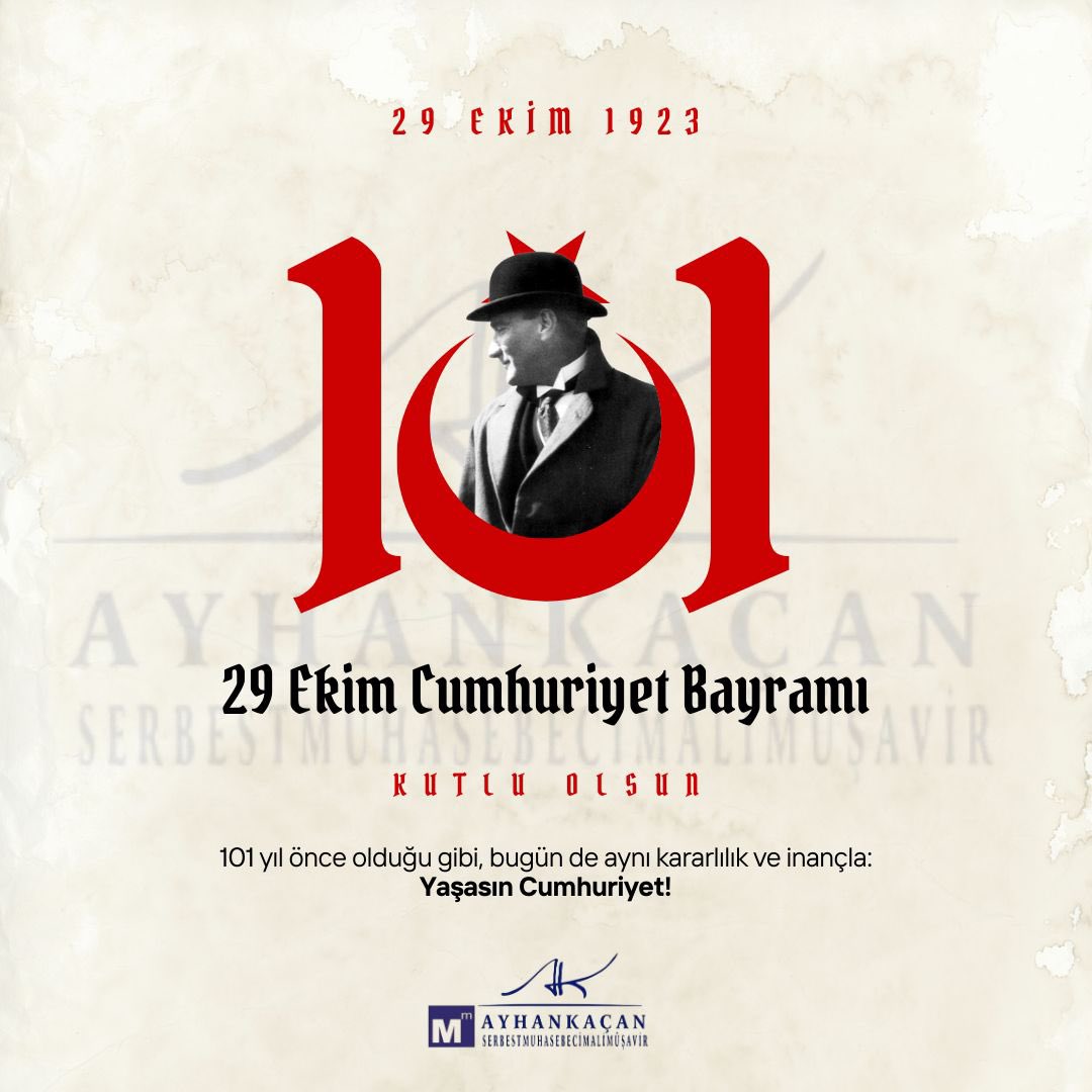 ayhankacan's tweet photo. 101 yıl önce olduğu gibi, bugün de aynı kararlılık ve inançla: Yaşasın Cumhuriyet!🇹🇷 🇹🇷 🇹🇷
#29EkimCumhuriyetBayramı #YaşasınCumhuriyet
#Cumhuriyetin101Yılı https://t.co/bKpaAhOVwO