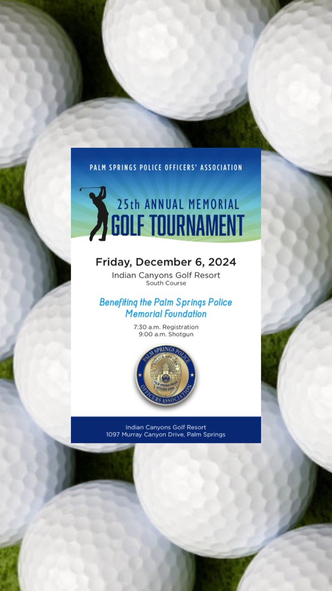 We are excited to open the registration for the 25th Annual Memorial Golf tournament at The Indian Canyons Golf Resort ⛳️ 🏌️‍♂️

Register here: palmspringspoa.regfox.com/pspoa-memorial…