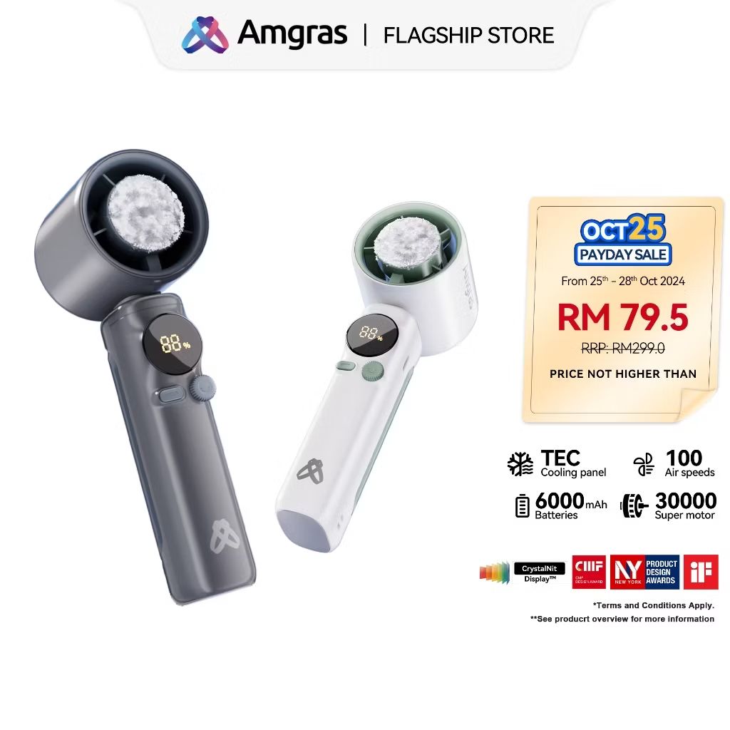 KksOppa's tweet photo. 立即上Shopee看看Amgras MetaHeld Fan Pro Portable Turbo Fan High Speed kipas mini fan cooler 100 Level Adjustment LED Display 20H 6000mAh，售价只需RM65.00！立即上Shopee购买吧！https://t.co/j28T27OiJY https://t.co/bvaU1mQHhl