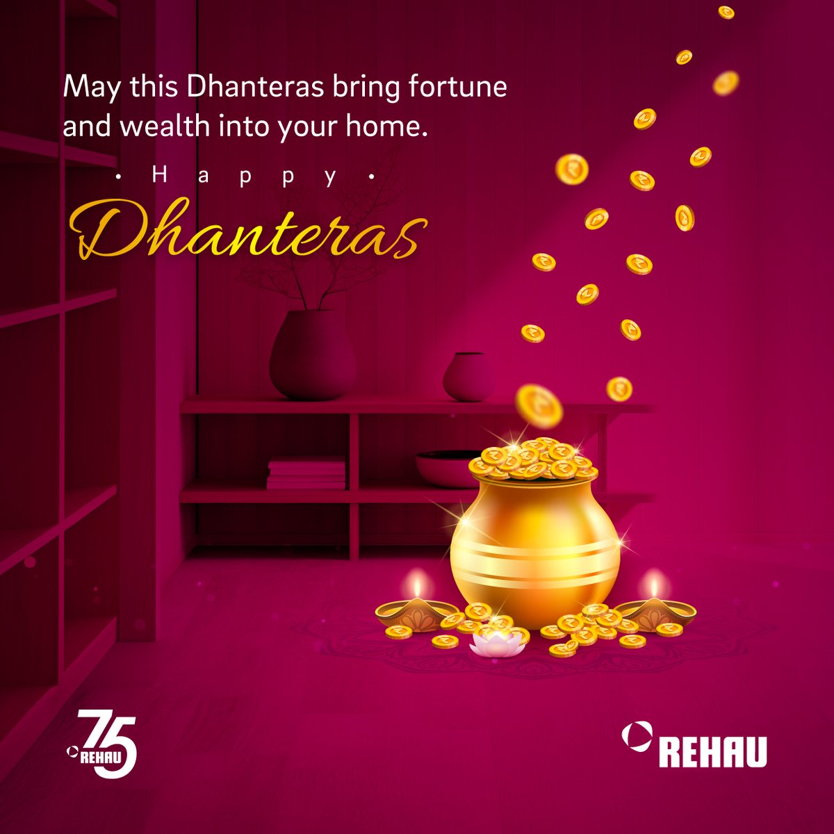 May this Dhanteras bring you an abundance of prosperity, joy, and good health, lighting up your home with happiness and blessings.REHAU wishes you a very happy and prosperous Dhanteras filled with love and togetherness!

#Dhanteras #dhanterasrangoli #dhanteraspooja #rehauindia