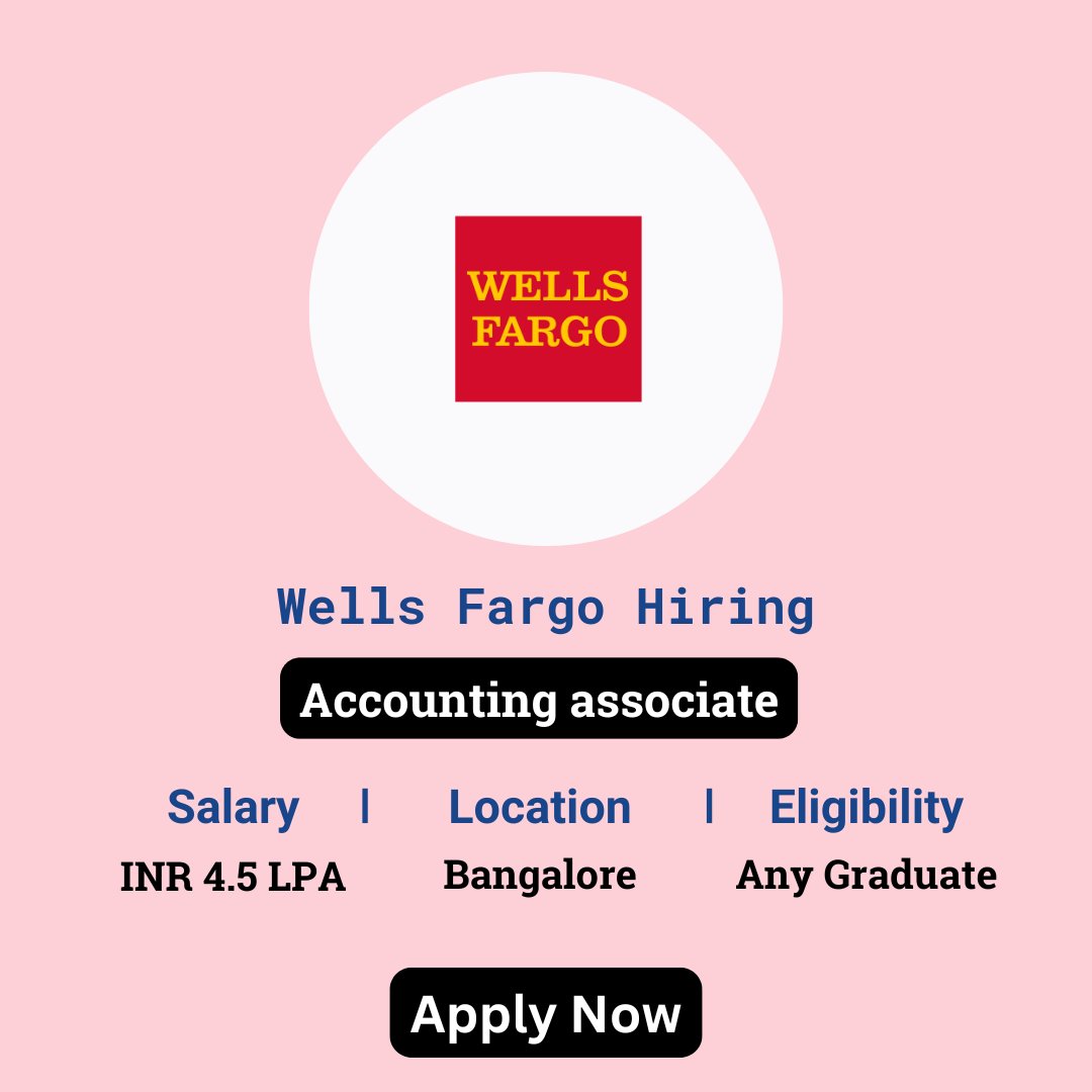 karthikpattadi's tweet image. 🔍 Wells Fargo Careers 2024 🔍

💼 Job Role: Accounting Associate

🔗 Apply Here: zurl.co/C0N4 

💬 Join Our WhatsApp Group: zurl.co/HzO9

#WellsFargo #AccountingAssociate #Careers2024 #JobOpportunity #ApplyNow