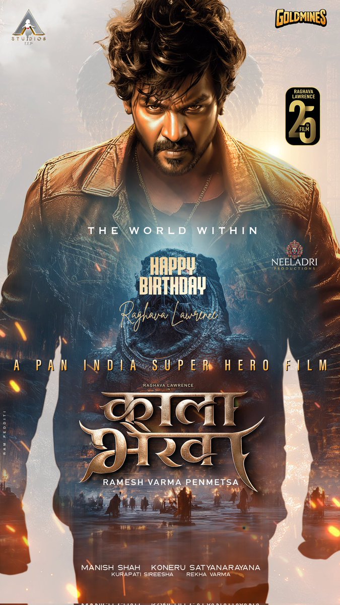 AstudiosLLP's tweet photo. A new SUPERHERO among us emerges🔥

Gear up for an EPIC ACTION ADVENTURE. #RL25 is #KaalaBhairava - The World Within💥💥

Happy Birthday @offl_Lawrence 🎉

A Pan India Super Hero Film🤩

#KaalaBhairavaFirstLook #RaghavaLawrence25
Directed by @DirRameshVarma https://t.co/8sovvsrHxT