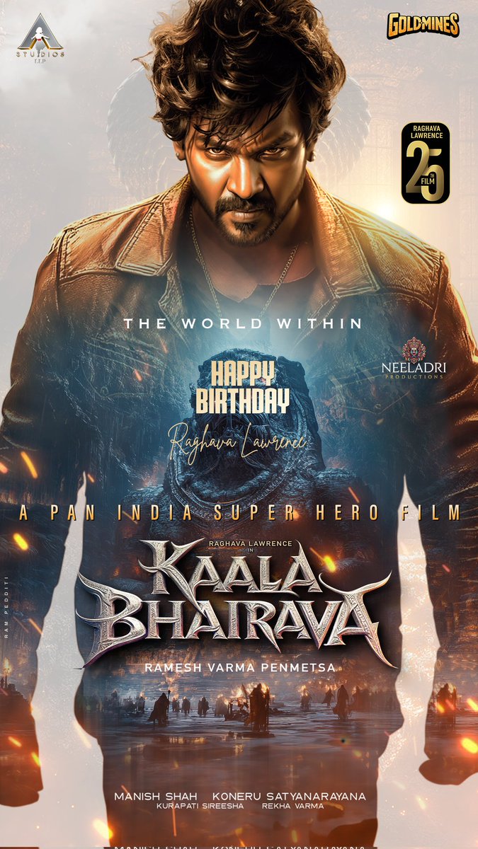 AstudiosLLP's tweet photo. A new SUPERHERO among us emerges🔥

Gear up for an EPIC ACTION ADVENTURE. #RL25 is #KaalaBhairava - The World Within💥💥

Happy Birthday @offl_Lawrence 🎉

A Pan India Super Hero Film🤩

#KaalaBhairavaFirstLook #RaghavaLawrence25
Directed by @DirRameshVarma https://t.co/8sovvsrHxT