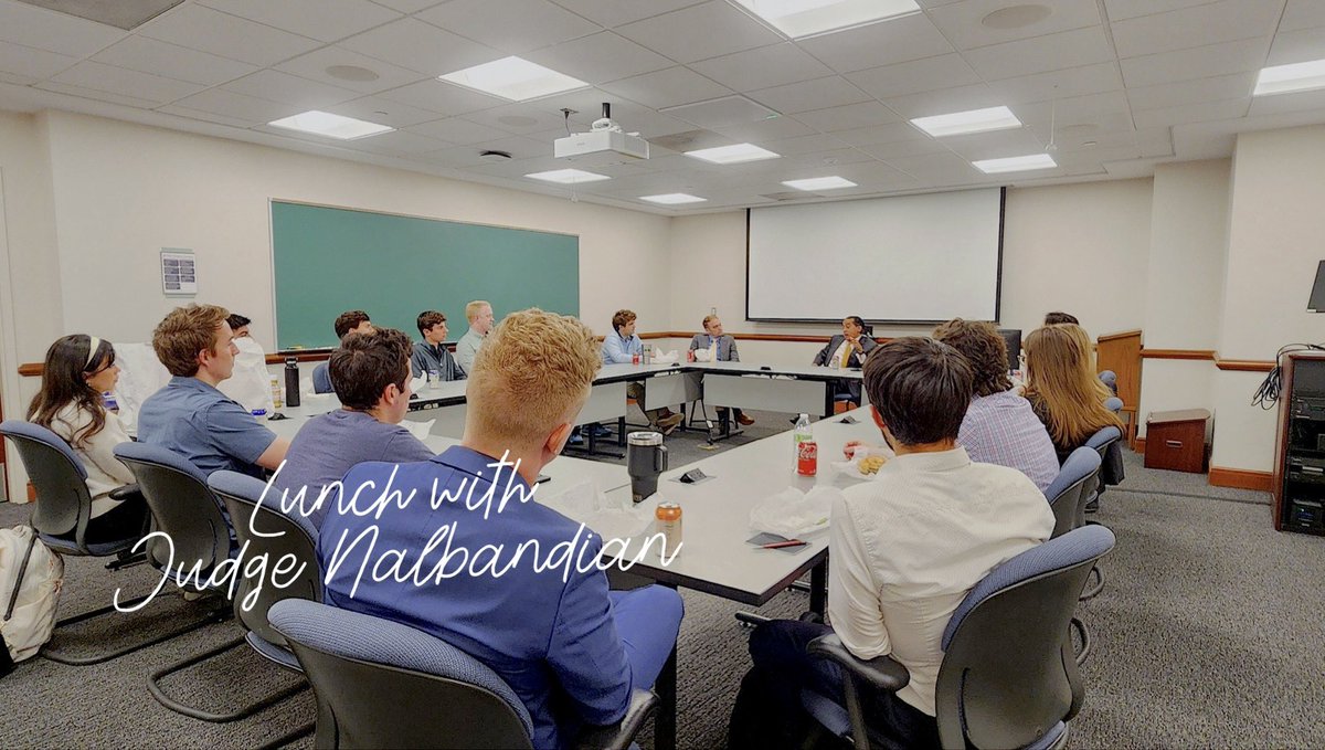 FedSocAtUVALaw's tweet photo. It was a pleasure for our chapter to host Judge Nalbandian ’94 (6th Cir.) last week for a wide-ranging lunch discussion. 🌮🥗 Thanks to all who attended (and a huge shoutout to our 1L Committee for the work they’ve done to help our first 29 events of the year run smoothly)! https://t.co/SqHcfE3T9H