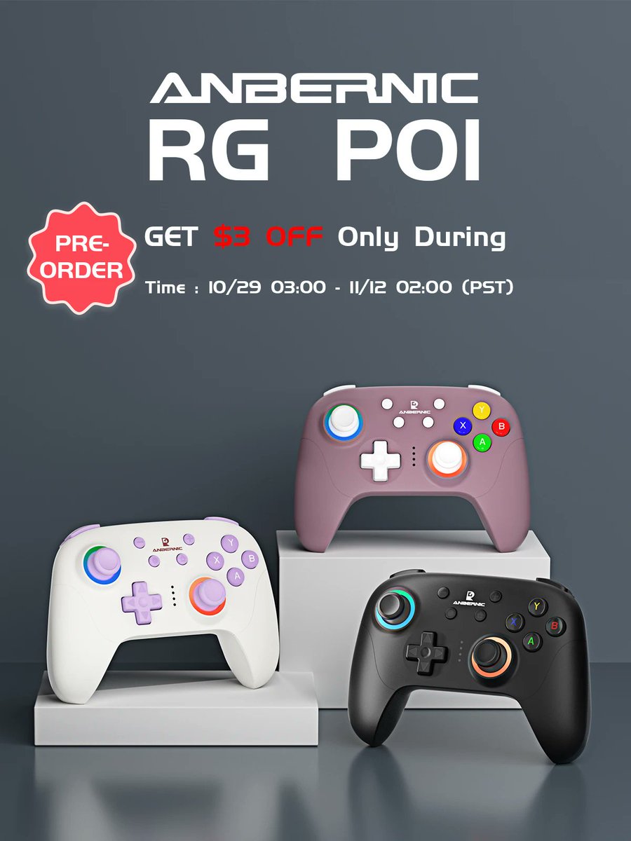 anbernic_china's tweet photo. 🆕🎮NEW ARRIVAL: ANBERNIC RG P01 Now Available for Pre-sale!
🎉 GET $3 OFF | Only $14.99
Only During the Pre-sale Period!
🛒https://t.co/pk5zbNo3Kh
⏰ Pre-sale Period:
10/29 03:00 AM-11/12 02:00 AM(PST)
Get your hands on the RG P01 now!
#anbernic #rgp01 #gamecontroller #sale https://t.co/RQDkEvhYkK