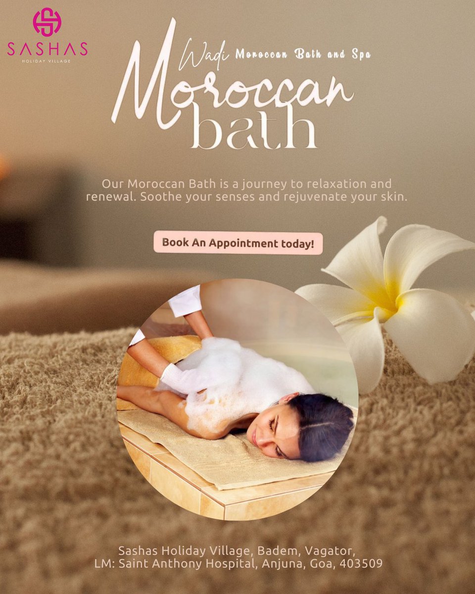 SashasHoliday's tweet photo. Step into tranquility with our Moroccan bath experience ✨ Let the soothing warmth and rich scents wash away stress, leaving your skin soft and your soul refreshed. Discover the art of relaxation, Moroccan style 🌿🧖🏽‍♀️ #MoroccanBath #RelaxAndRenew #SelfCare #sashasholidayvillage https://t.co/BoG6Z3teUE