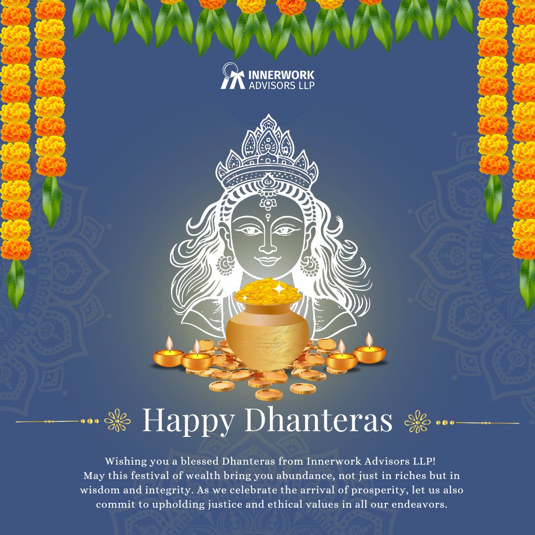 Innerworkllp's tweet photo. Celebrating #Dhanteras2024! May this festive season bring prosperity &amp; purpose. Let's grow in success &amp; integrity, guided by justice &amp; wisdom. Wishing you balanced decisions, strong values &amp; enduring trust. #WealthOfIntegrity #GuidedByJustice #ProsperWithPurpose https://t.co/z1L7rJlSNN